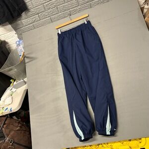 Nike Women Navy Blue Athletic Track Pants Size M 8-10 Elastic Waist Side Stripe